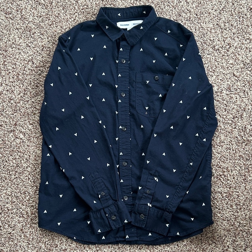 Old Navy Dark Blue Men's Shirt with Triangle Pattern